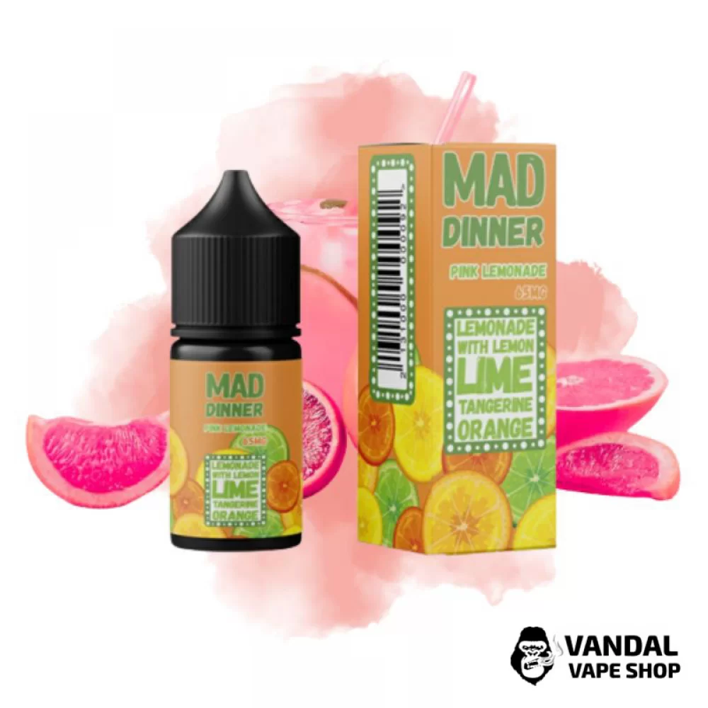 Mad Dinner 30 мл НА СОЛЕВОМ НИКОТИНЕ 65 мг со вкусом розового лимонада