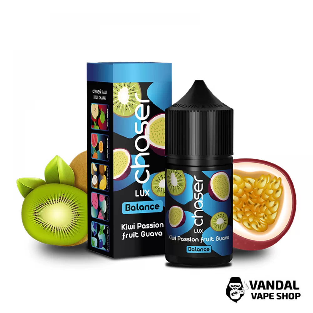 Жидкость Chaser Lux 30 мл на солевом никотине 65 мг со вкусом киви, маракуйи и гуавы