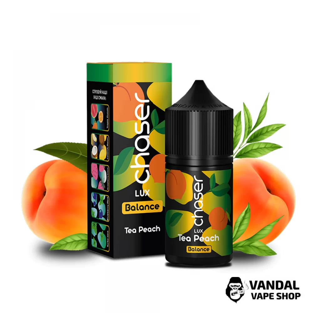 Жидкость Chaser Lux 30 мл на солевом никотине 50 мг со вкусом персикового чая Жидкость Chaser Lux 30 мл на солевом никотине 50 мг со вкусом персикового чая