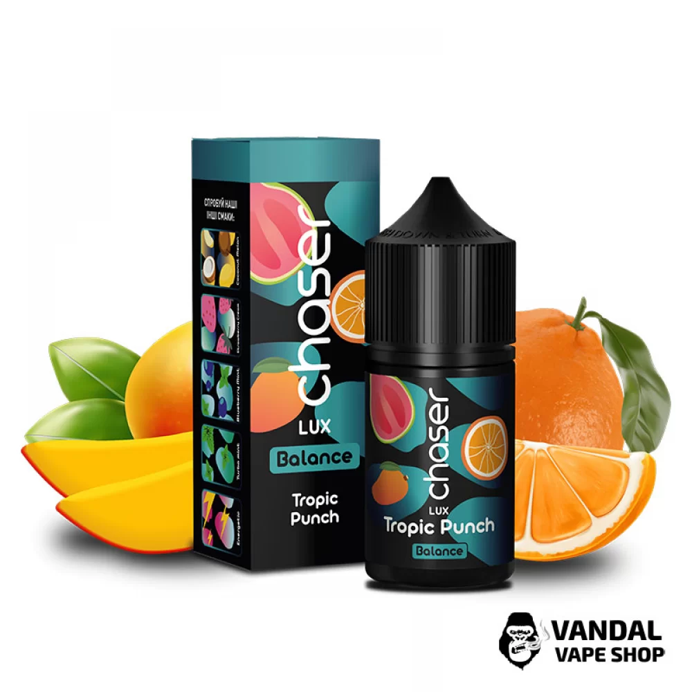Жидкость Chaser Lux 30 мл на солевом никотине 65 мг со вкусом гуавы, манго и апельсина