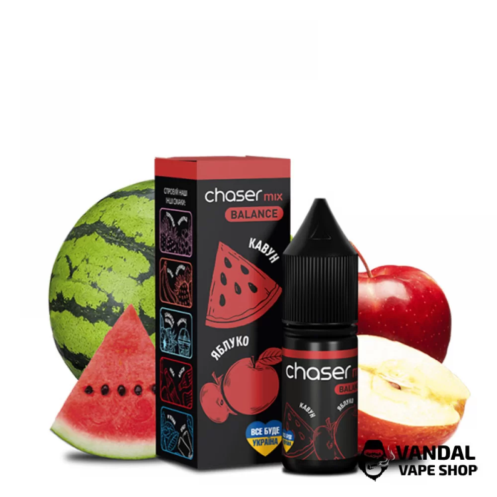 ЖИДКОСТЬ Chaser Mix SALT - 10 мл 30 мг НА СОЛЕВОМ НИКОТИНЕ СО ВКУСОМ арбуза и яблока ЖИДКОСТЬ Chaser Mix SALT - 10 мл 30 мг НА СОЛЕВОМ НИКОТИНЕ СО ВКУСОМ арбуза и яблока
