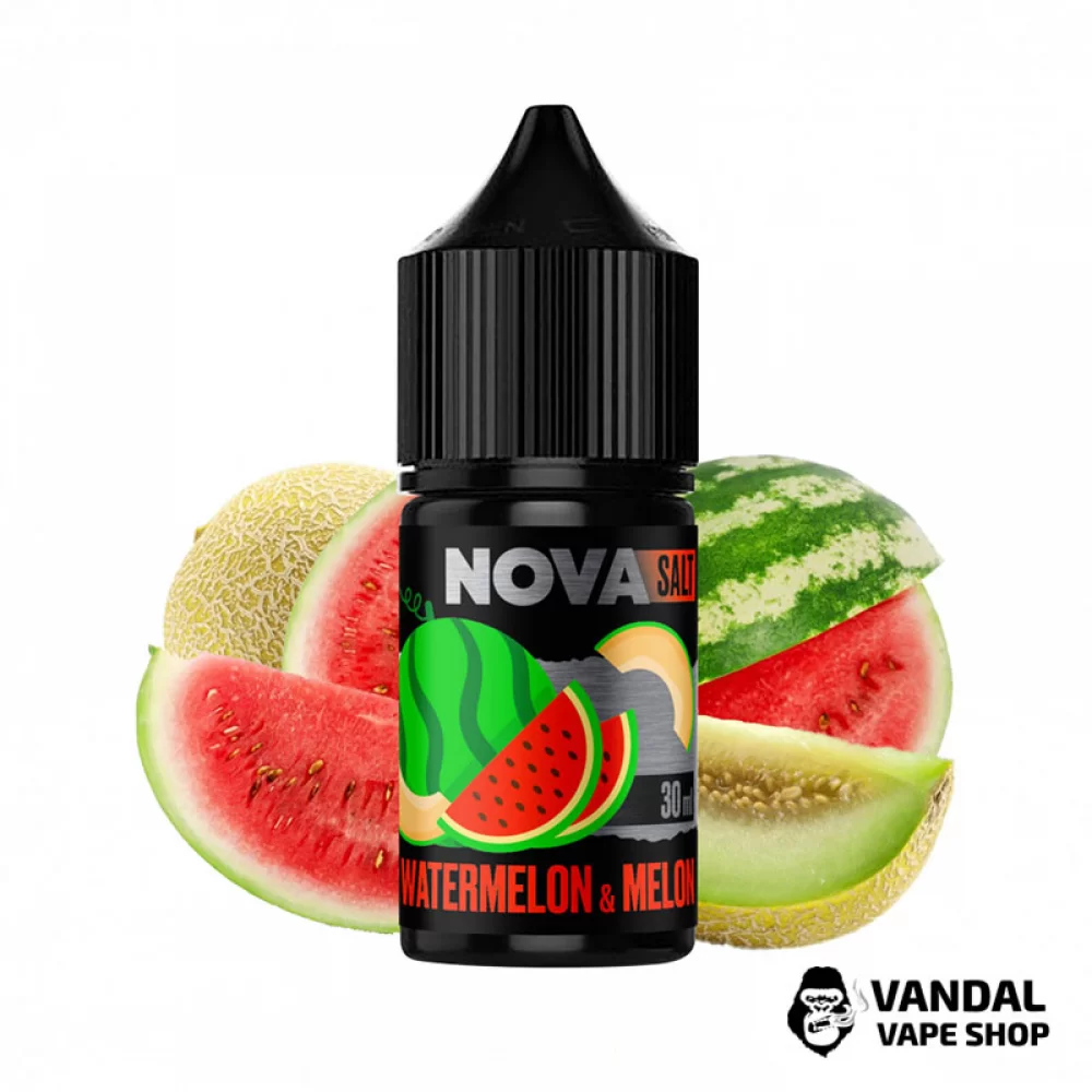 ЖИДКОСТЬ Nova Salt 30 мл НА СОЛЕВОМ НИКОТИНЕ 30 мг со вкусом арбуза и дыни ЖИДКОСТЬ Nova Salt 30 мл НА СОЛЕВОМ НИКОТИНЕ 30 мг со вкусом арбуза и дыни
