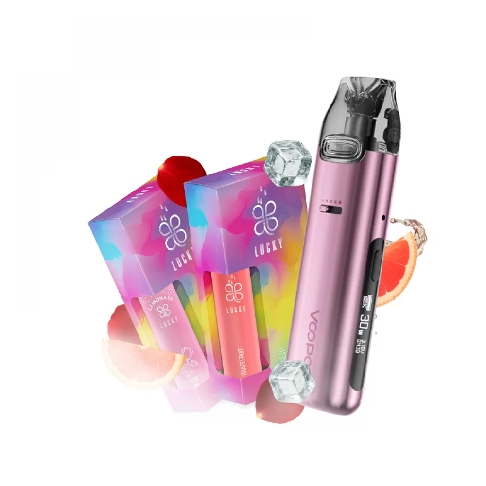 Набор L 2.0: Voopoo VMATE Pro Power Edition Pink + Lucky 30 мл Grapefruit 65 мг + Lucky 30 мл Rose lemonade 65 мг + Стикерпак Набор L 2.0: Voopoo VMATE Pro Power Edition Pink + Lucky 30 мл Grapefruit 65 мг + Lucky 30 мл Rose lemonade 65 мг + Стикерпак