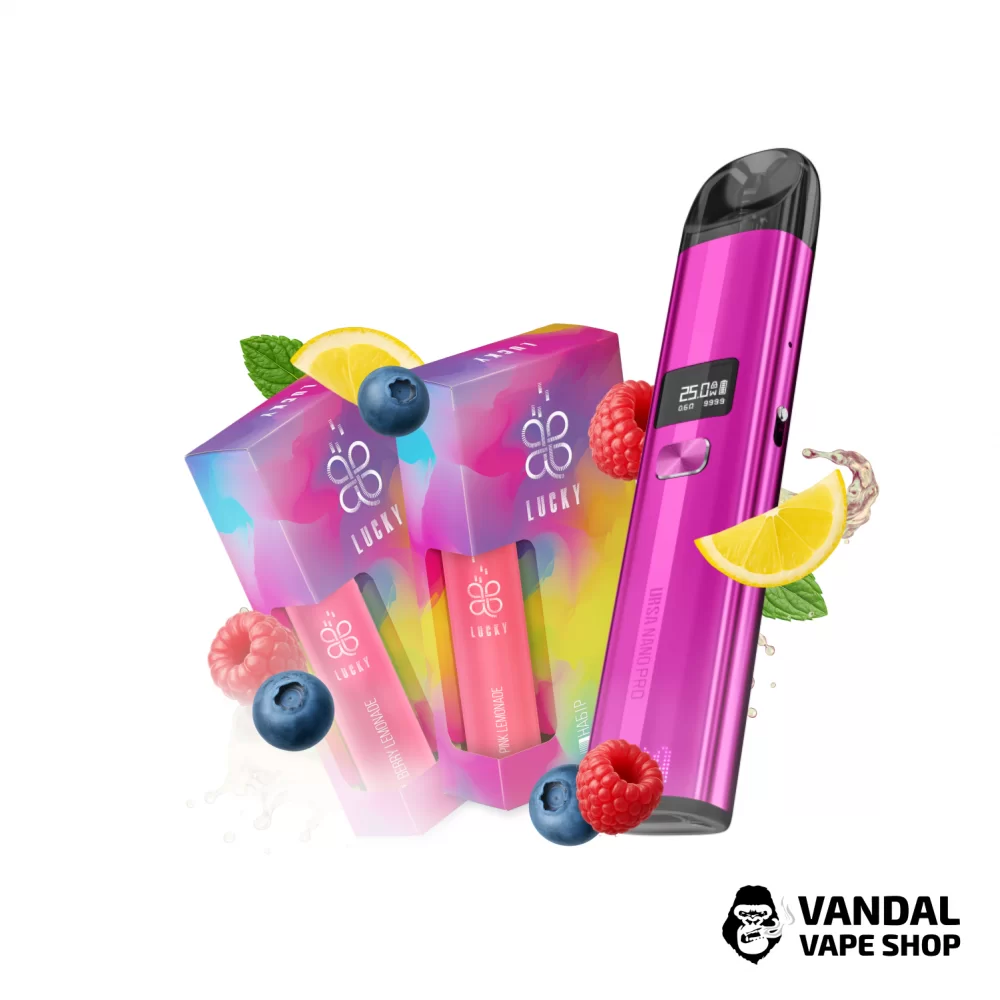 Набір L 2.0: подсистема Ursa Nano Pro у насичено рожевому кольорі + 2 набори для самозамісу Lucky 30 мл 65 мг зі смаком рожевого лимонаду / ягідного лимонаду Набір L 2.0: подсистема Ursa Nano Pro у насичено рожевому кольорі + 2 набори для самозамісу Lucky 30 мл 65 мг зі смаком рожевого лимонаду / ягідного лимонаду