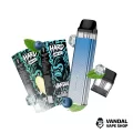 Набір M 2.0: подсистема Vaporesso XROS 3 Mini у градієнтному блакитному кольорі  + картридж 1.0 Ом + 2 набори для самозамісу HARD VANDAL 2.0 10 мл 50 мг: зі смаком солодкої м'яти/зі смаком малини, смородини та полуниці з льодом