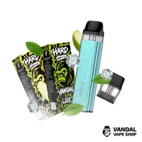 Набор M 2.0: Xros 3 mini Aqua Green + Картридж XROS Mini 1.0 Ом + HARD VANDAL 2.0 10 мл Ice Apple 50 мг + Fresh Mint 10 мл 50 мг + Стикерпак