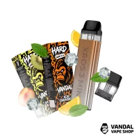 Набір M 2.0: Xros 3 mini Phanton Gold + Картридж XROS Mini 1.0 Ом + HARD VANDAL 2.0 10 мл Fruit Mint 50 мг + Ice Orange 10 мл 50 мг + Стікерпак