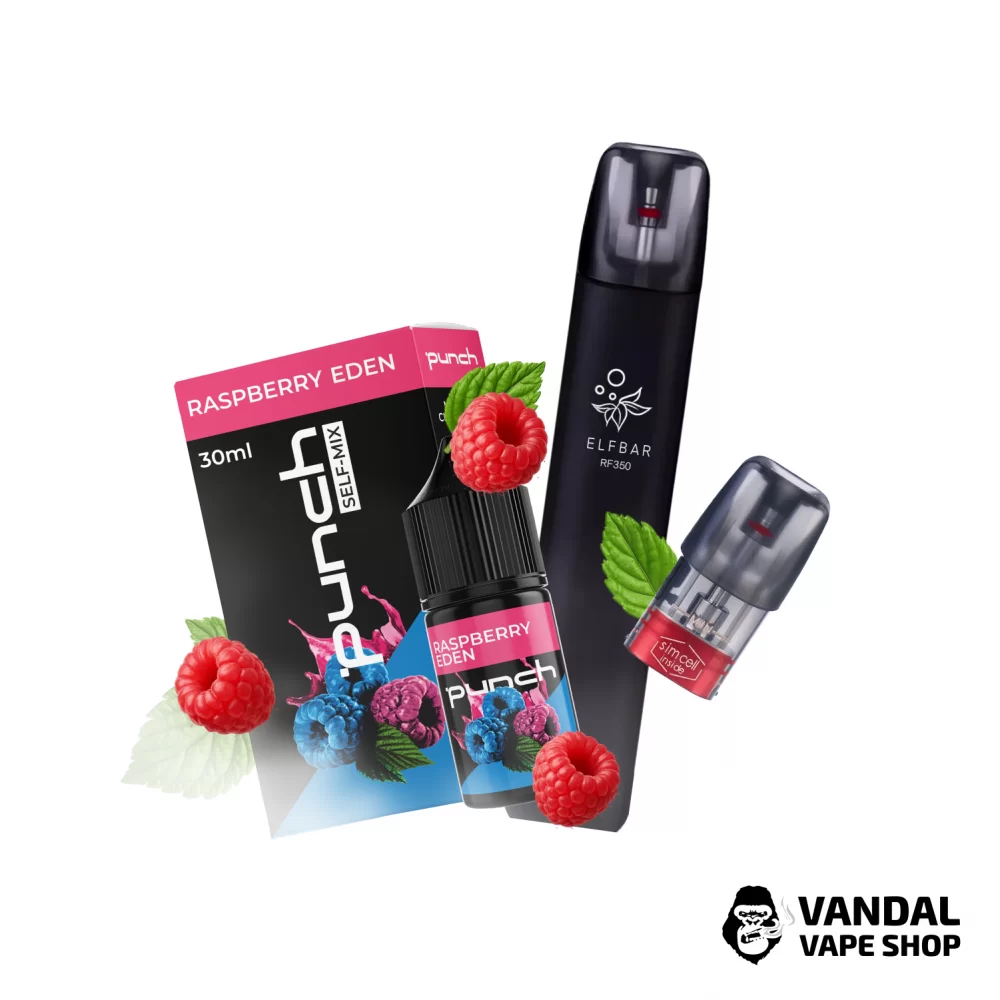 Набор S: подсистема Elf Bar Rf 350 Black + набор для самозамеса Punch Raspberry Eden 30 мл 65 мг + Картридж ELF BAR RF350 + Стикерпак Набор S: подсистема Elf Bar Rf 350 Black + набор для самозамеса Punch Raspberry Eden 30 мл 65 мг + Картридж ELF BAR RF350 + Стикерпак