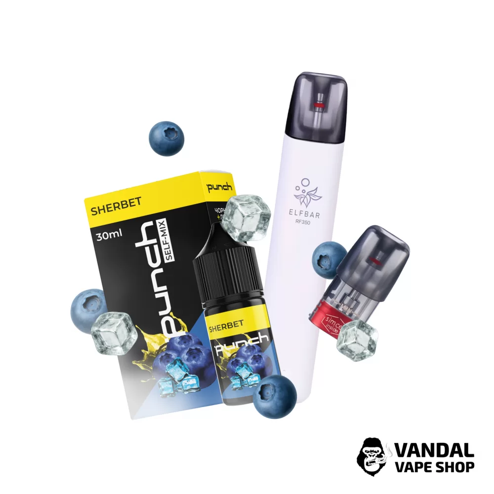 Набор S: подсистема Elf Bar Rf 350 White + набор для самозамеса Punch Sherbet 30 мл 50 мг + Картридж ELF BAR RF350 + Стикерпак Набор S: подсистема Elf Bar Rf 350 White + набор для самозамеса Punch Sherbet 30 мл 50 мг + Картридж ELF BAR RF350 + Стикерпак