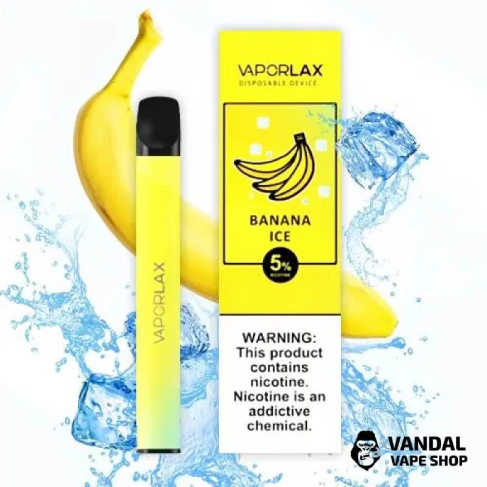 Одноразова POD-система VAPORLAX на 800 затяжок зі смаком банану з холодком Одноразова POD-система VAPORLAX на 800 затяжок зі смаком банану з холодком