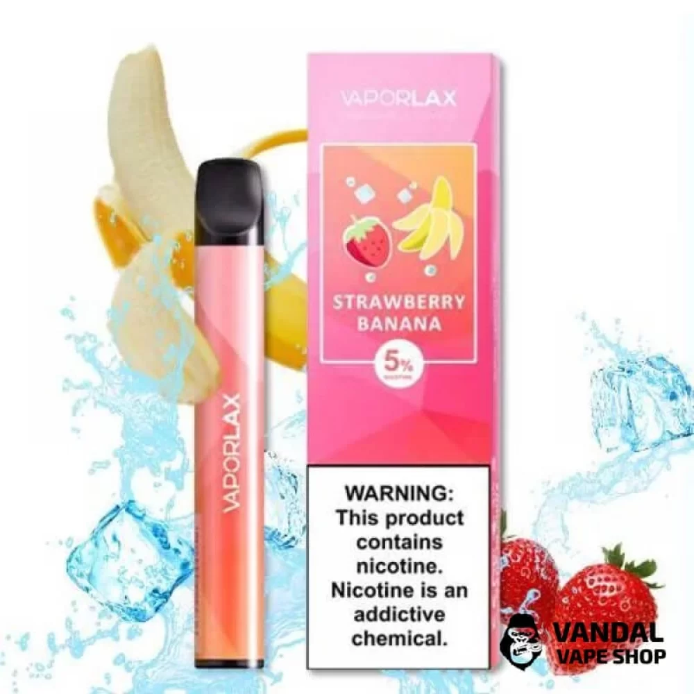 Одноразова POD-система VAPORLAX на 800 затяжок зі смаком банана і полуниці Одноразова POD-система VAPORLAX на 800 затяжок зі смаком банана і полуниці