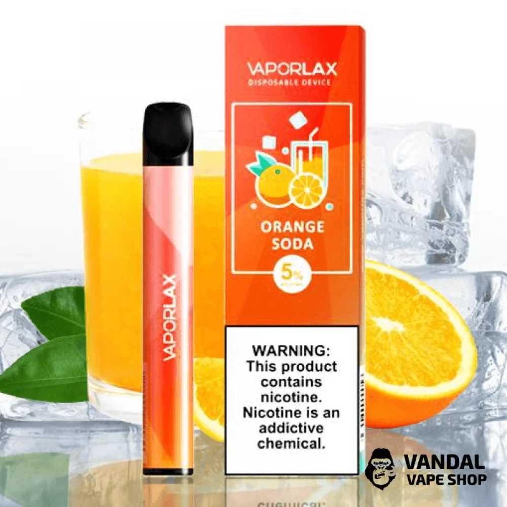 Одноразова POD-система VAPORLAX на 800 затяжок зі смаком апельсинового соку