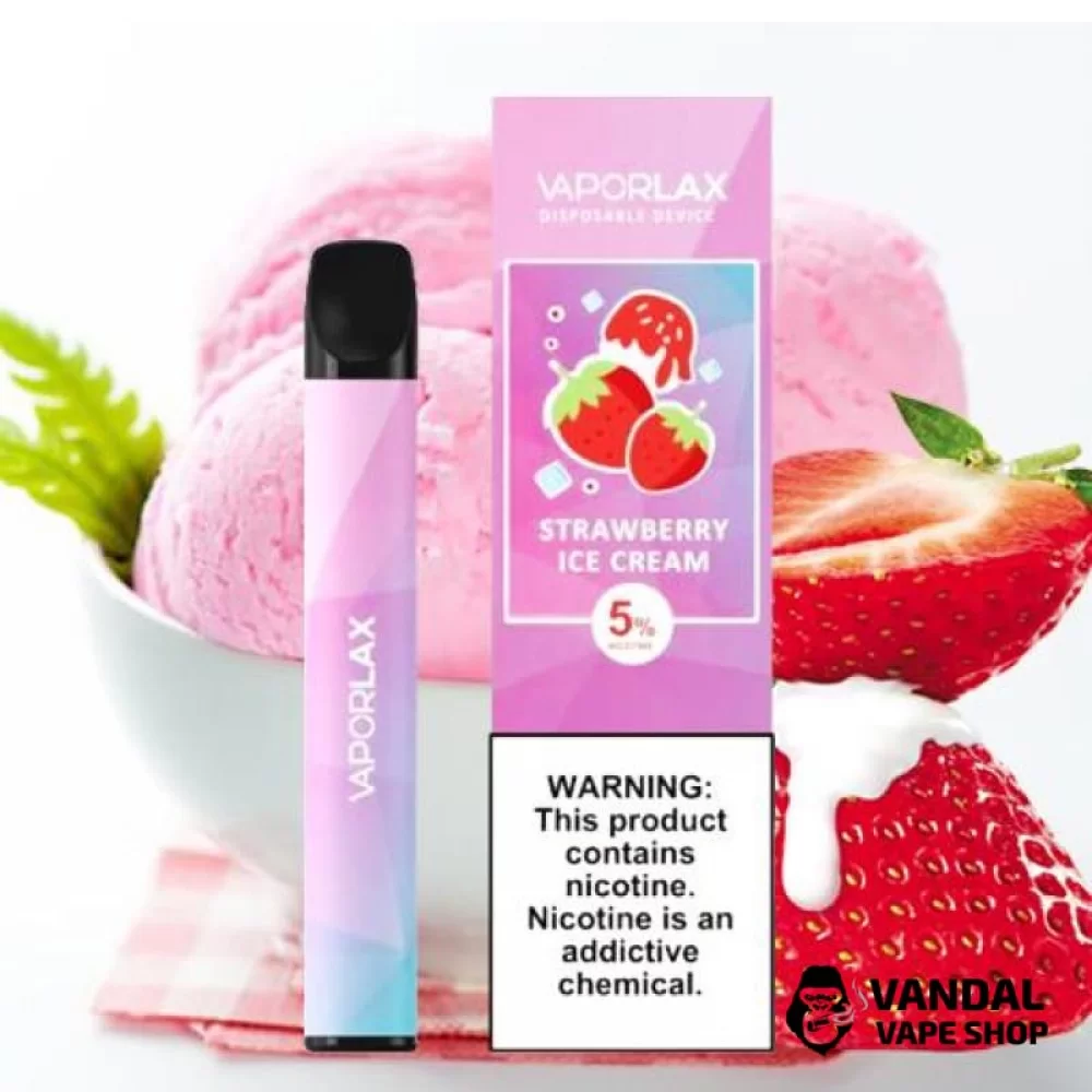 Одноразова POD-система VAPORLAX на 800 затяжок зі смаком полуниці з вершками