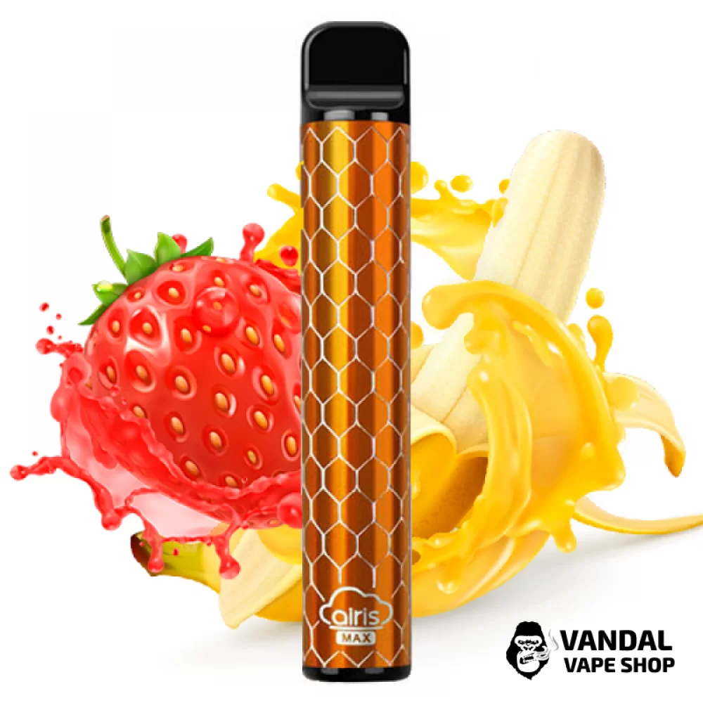 Одноразова Pod система Airis Max Pod Disposable Device 950mAh на 1800 затяжок зі смаком полуниці і банану Одноразова Pod система Airis Max Pod Disposable Device 950mAh на 1800 затяжок зі смаком полуниці і банану
