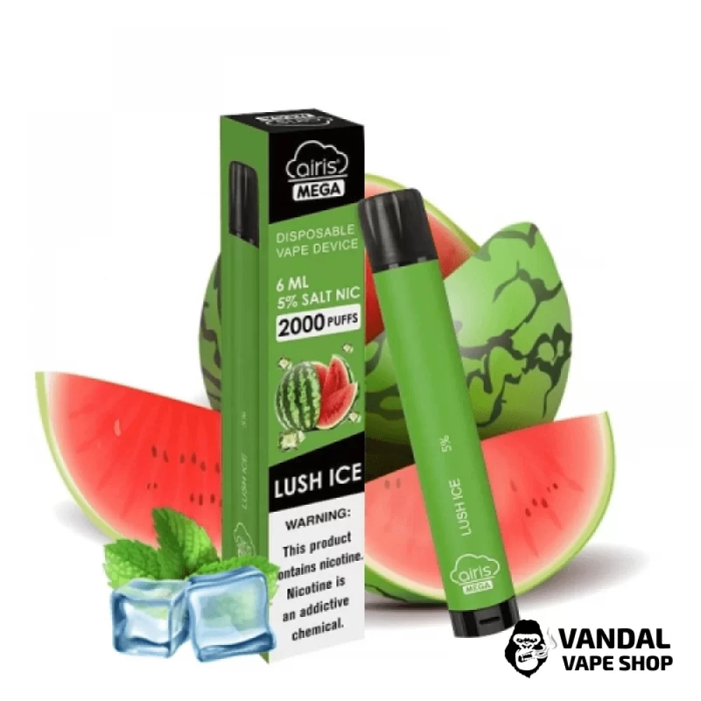 Одноразка Airis Mega 2000 Disposable Vape зі смаком кавуна з льодом Одноразка Airis Mega 2000 Disposable Vape зі смаком кавуна з льодом