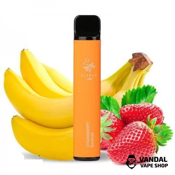 Одноразовий Pod Elf Bar 1500 Disposable Device 850mAh 5% на 1500 затяжок зі смаком полуниці і банану