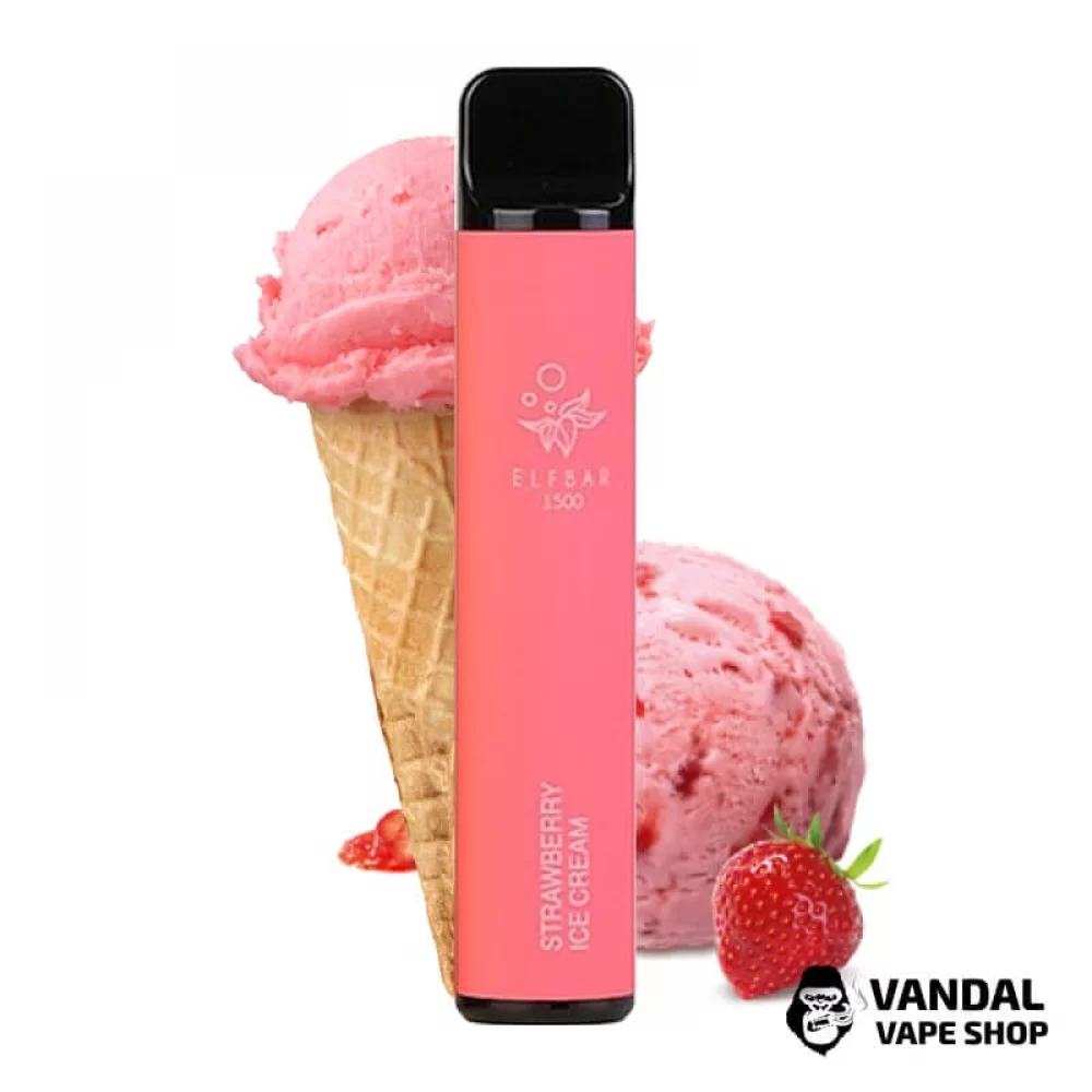 Одноразовый Pod Elf Bar 1500 Disposable Device 850mAh 5% на 1500 затяжек со вкусом клубничного мороженого Одноразовый Pod Elf Bar 1500 Disposable Device 850mAh 5% на 1500 затяжек со вкусом клубничного мороженого