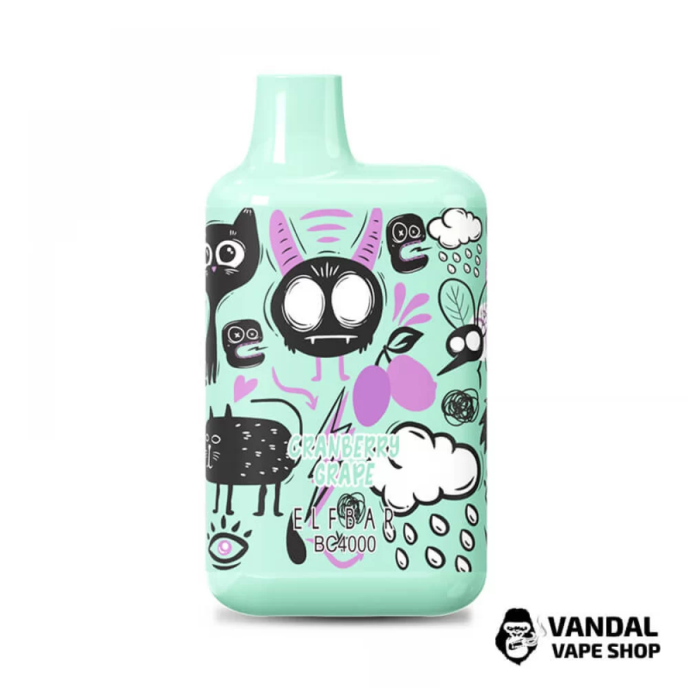 Одноразовый Pod Elf Bar BC4000 LE Disposable Device 650mAh 5% на 4000 затяжек со вкусом клюквы и винограда Одноразовый Pod Elf Bar BC4000 LE Disposable Device 650mAh 5% на 4000 затяжек со вкусом клюквы и винограда