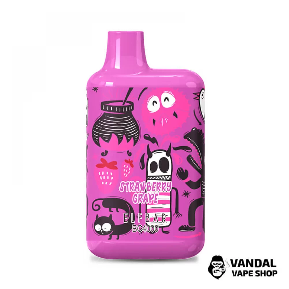 Одноразовий Pod Elf Bar BC4000 LE Disposable Device 650mAh 5% на 4000 затяжок зі смаком полуниці та винограду