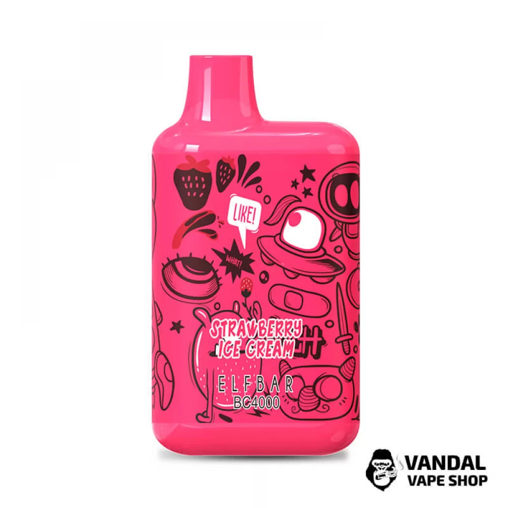 Одноразовый Pod Elf Bar BC4000 LE Disposable Device 650mAh 5% на 4000 затяжек со вкусом клубничного мороженого Одноразовый Pod Elf Bar BC4000 LE Disposable Device 650mAh 5% на 4000 затяжек со вкусом клубничного мороженого