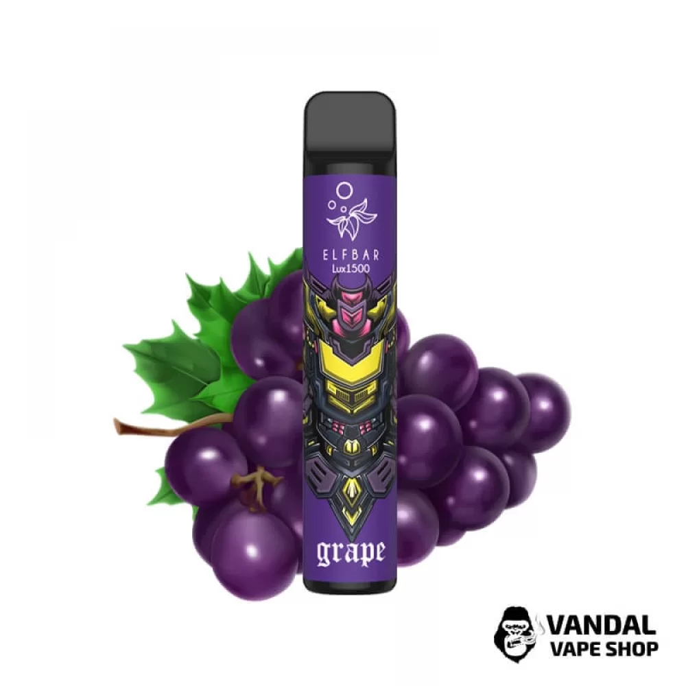 Одноразовый Pod Elf Bar Lux 1500 Disposable Device Grape 850mAh 50 мг на 1500 затяжек со вкусом винограда Одноразовый Pod Elf Bar Lux 1500 Disposable Device Grape 850mAh 50 мг на 1500 затяжек со вкусом винограда