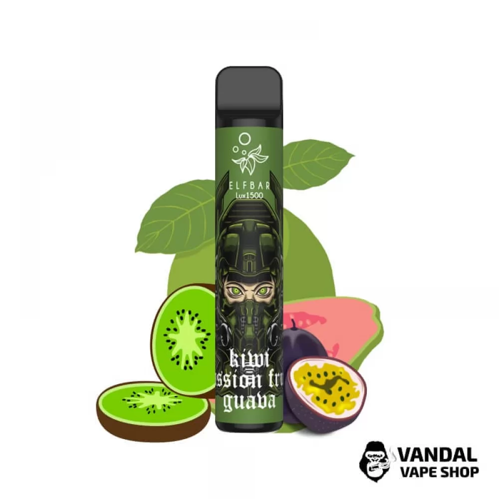 Одноразовий Pod Elf Bar Lux 1500 Disposable Device 850mAh 50 мг на 1500 затяжок зі смаком ківі, маракуйї і гуави