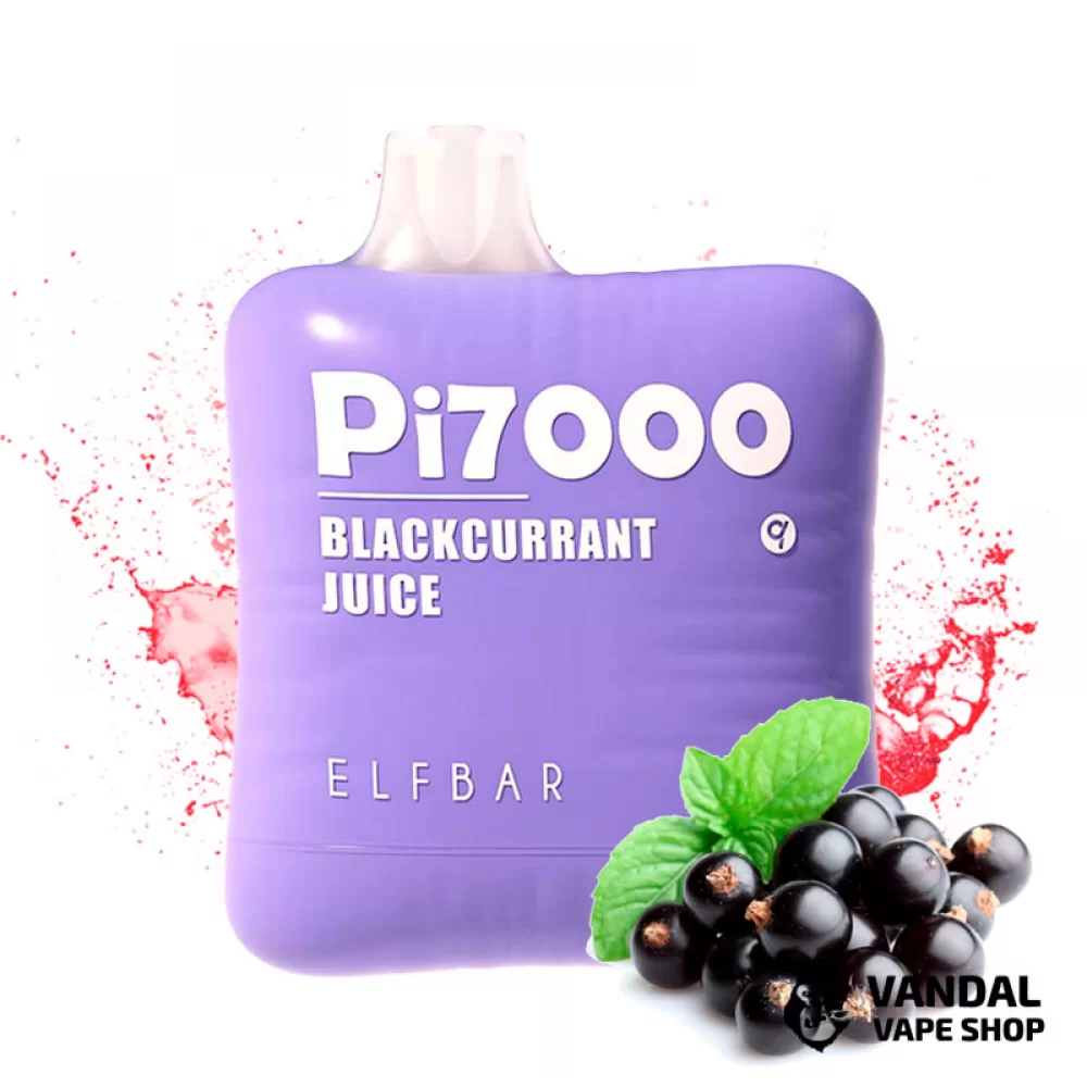 Одноразовый Elf Bar PI7000 500 мАч 5% на 7000 затяжек со вкусом сока из смородины Одноразовый Elf Bar PI7000 500 мАч 5% на 7000 затяжек со вкусом сока из смородины