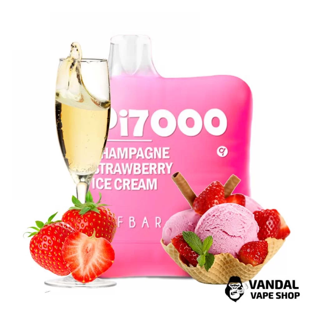 Одноразовый Elf Bar PI7000 500 мАч 5% на 7000 затяжек со вкусом клубничного мороженого и шампанского Одноразовый Elf Bar PI7000 500 мАч 5% на 7000 затяжек со вкусом клубничного мороженого и шампанского