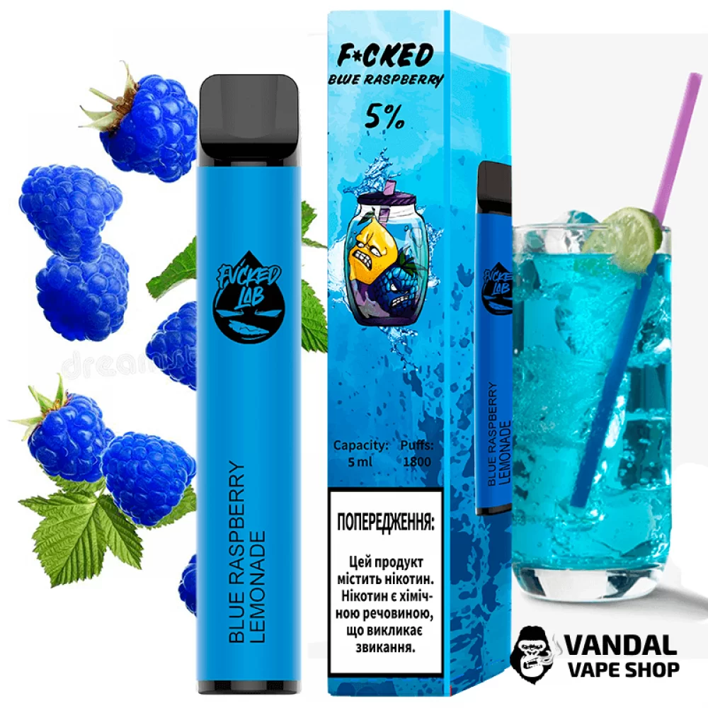 Одноразовая Pod система Fucked Pod Kit на 1800 затяжек со вкусом лимонада с голубой малиной Одноразовая Pod система Fucked Pod Kit на 1800 затяжек со вкусом лимонада с голубой малиной