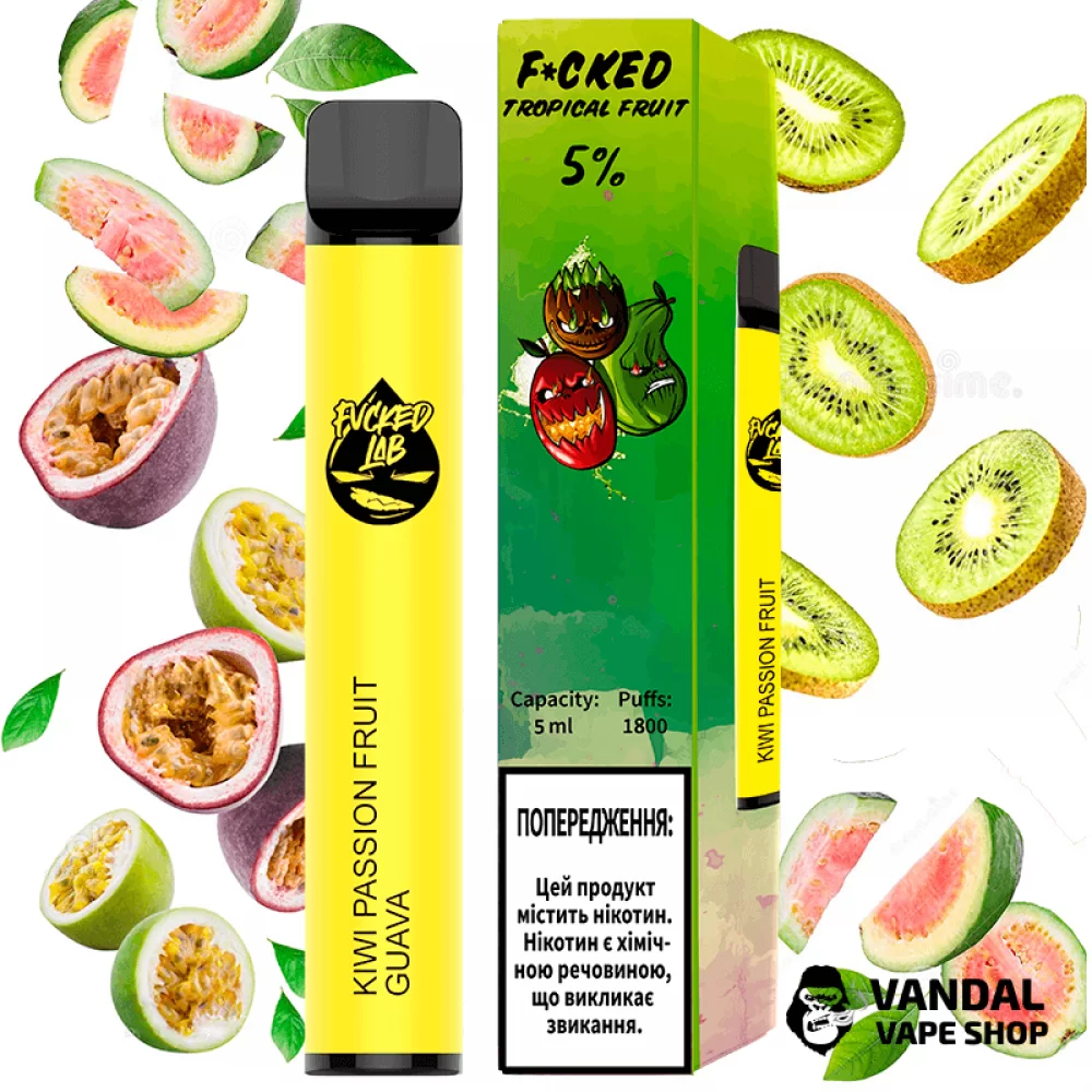 Одноразовая Pod система Fucked Pod Kit на 1800 затяжек со вкусом киви, маракуйи и гуавы Одноразовая Pod система Fucked Pod Kit на 1800 затяжек со вкусом киви, маракуйи и гуавы