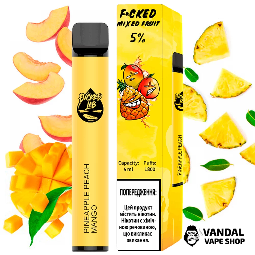 Одноразовая Pod система Fucked Pod Kit на 1800 затяжек со вкусом манго, персика и ананаса Одноразовая Pod система Fucked Pod Kit на 1800 затяжек со вкусом манго, персика и ананаса