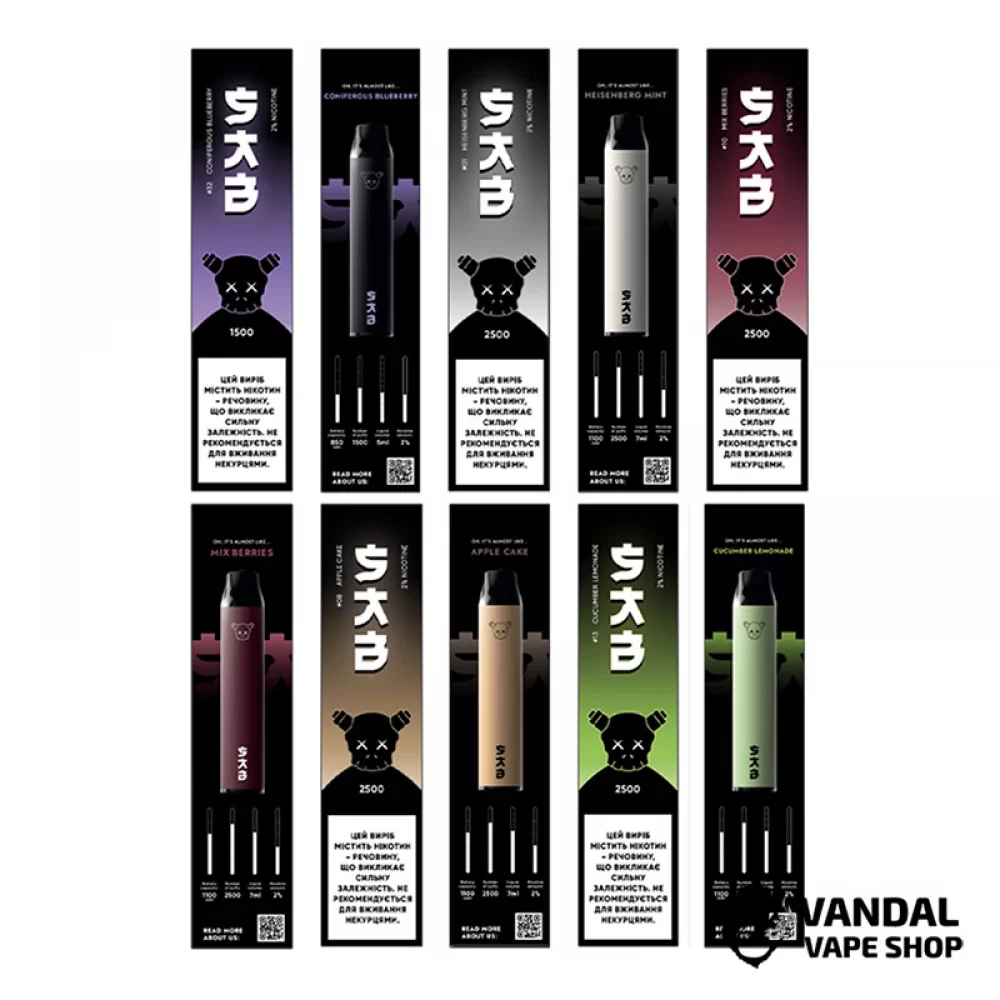 Одноразовый Pod SAB 2500 Disposable Pod 1100 мАч 5% на 2500 затяжек Одноразовый Pod SAB 2500 Disposable Pod 1100 мАч 5% на 2500 затяжек