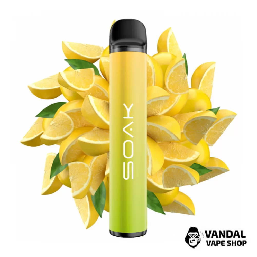 Одноразовая Pod система Soak X 50 мг 850 мАч на 1500 затяжек со вкусом лимона Одноразовая Pod система Soak X 50 мг 850 мАч на 1500 затяжек со вкусом лимона
