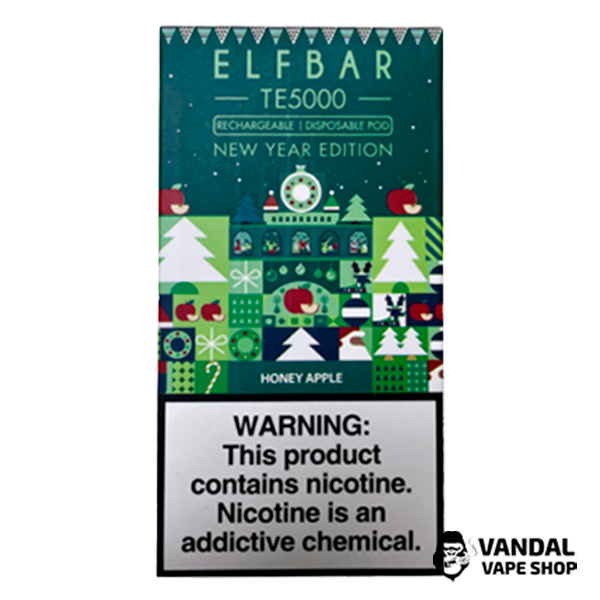 Одноразовий Pod Elf Bar TE5000 Christmas Edition 550 мАг на 5000 затяжок зі смаком медового яблука