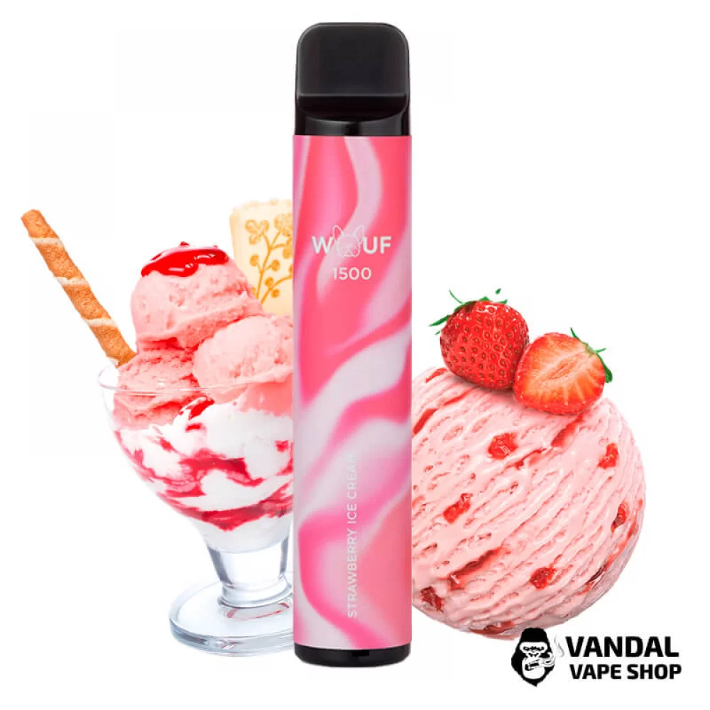 Одноразовий Pod WOUF 1500 850mAh 5% на 1500 затяжок зі смаком полуничного морозива