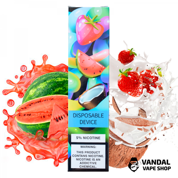 Одноразова Pod система ZeeZee Disposable Pod Kit 5% 850 mAh на 1500 затяжок зі смаком полуниці, кавуна та кокосу