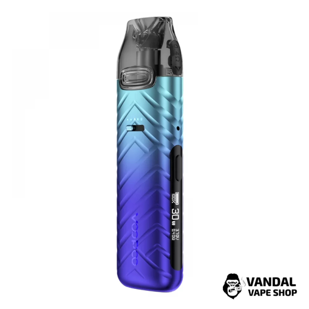 Pod-система VooPoo VMATE PRO Pod Kit в синем цвете с ребристым дизайном