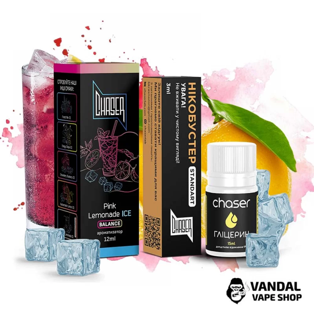 Набор для самозамеса Chaser Black Ice 30 мл 50 мг со вкусом розового лимонада Набор для самозамеса Chaser Black Ice 30 мл 50 мг со вкусом розового лимонада