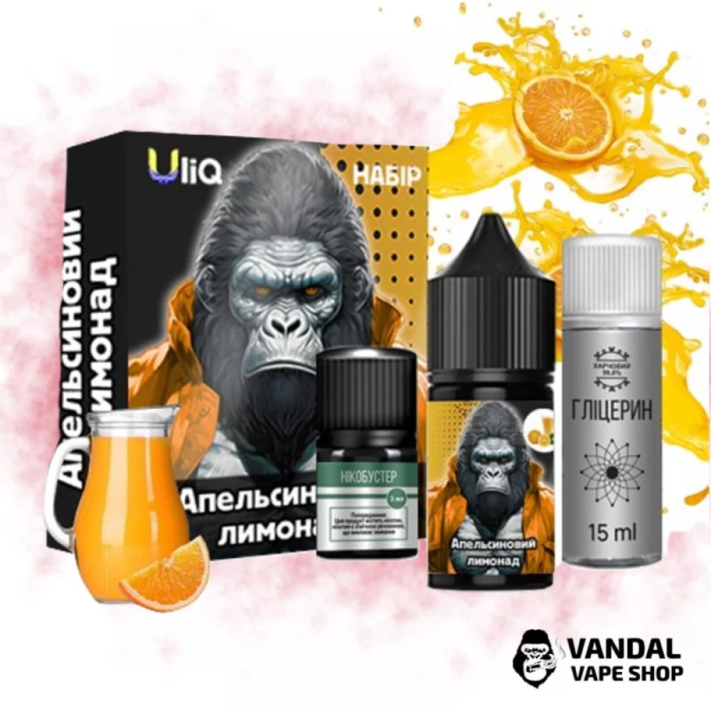 Набір для самозамісу Uliq 30 мл 50 мг зі смаком апельсинового лимонаду Набір для самозамісу Uliq 30 мл 50 мг зі смаком апельсинового лимонаду
