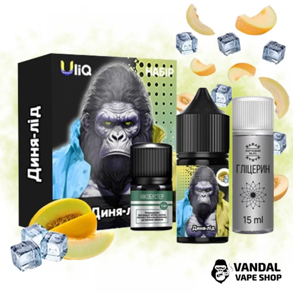 Набір для самозамісу Uliq 30 мл 50 мг зі смаком дині та льоду Набір для самозамісу Uliq 30 мл 50 мг зі смаком дині та льоду