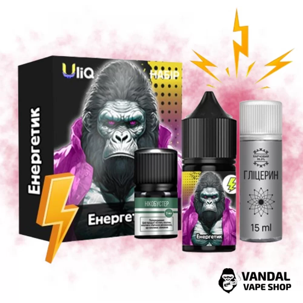 Набір для самозамісу Uliq 30 мл 50 мг зі смаком енергетика Набір для самозамісу Uliq 30 мл 50 мг зі смаком енергетика