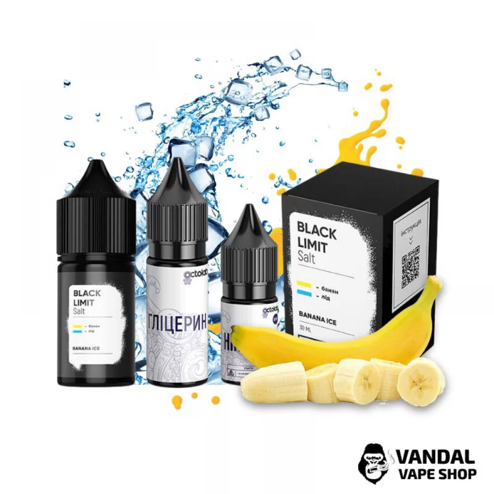 Набор для самозамеса Black Limit 30 мл 50 мг со вкусом банана со льдом Набор для самозамеса Black Limit 30 мл 50 мг со вкусом банана со льдом