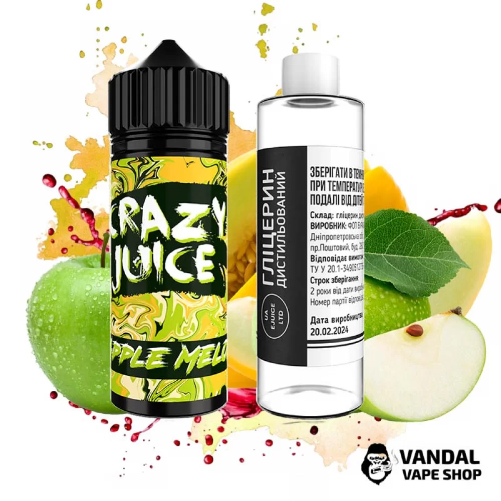 Набор для самозамеса Crazy Juice Organic -  со вкусом Яблока и Дыни 120 мл 6 мг Набор для самозамеса Crazy Juice Organic -  со вкусом Яблока и Дыни 120 мл 6 мг