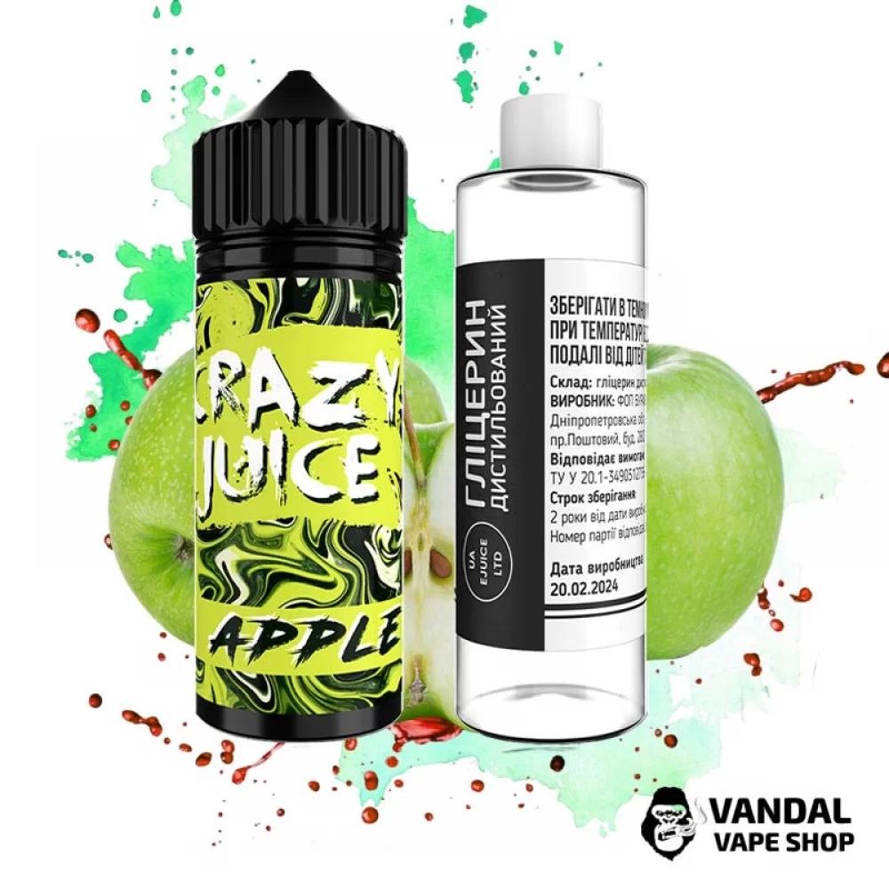 Набор для самозамеса  Crazy Juice Organic - со вкусом яблока 120 мл 6 мг Набор для самозамеса  Crazy Juice Organic - со вкусом яблока 120 мл 6 мг