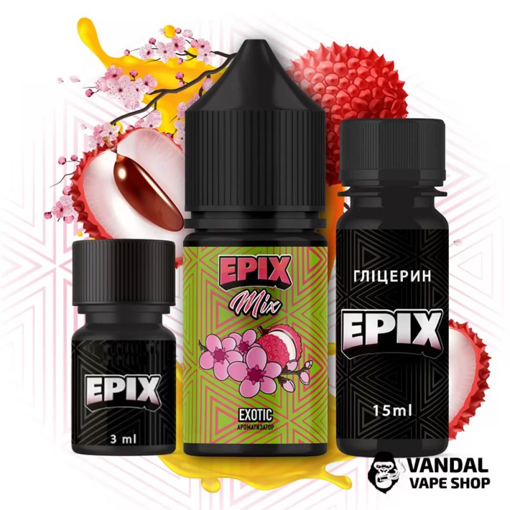 Набір для самозамісу Epix Mix 30 мл 25 мг - зі смаком лічі та запашної сакури Набір для самозамісу Epix Mix 30 мл 25 мг - зі смаком лічі та запашної сакури