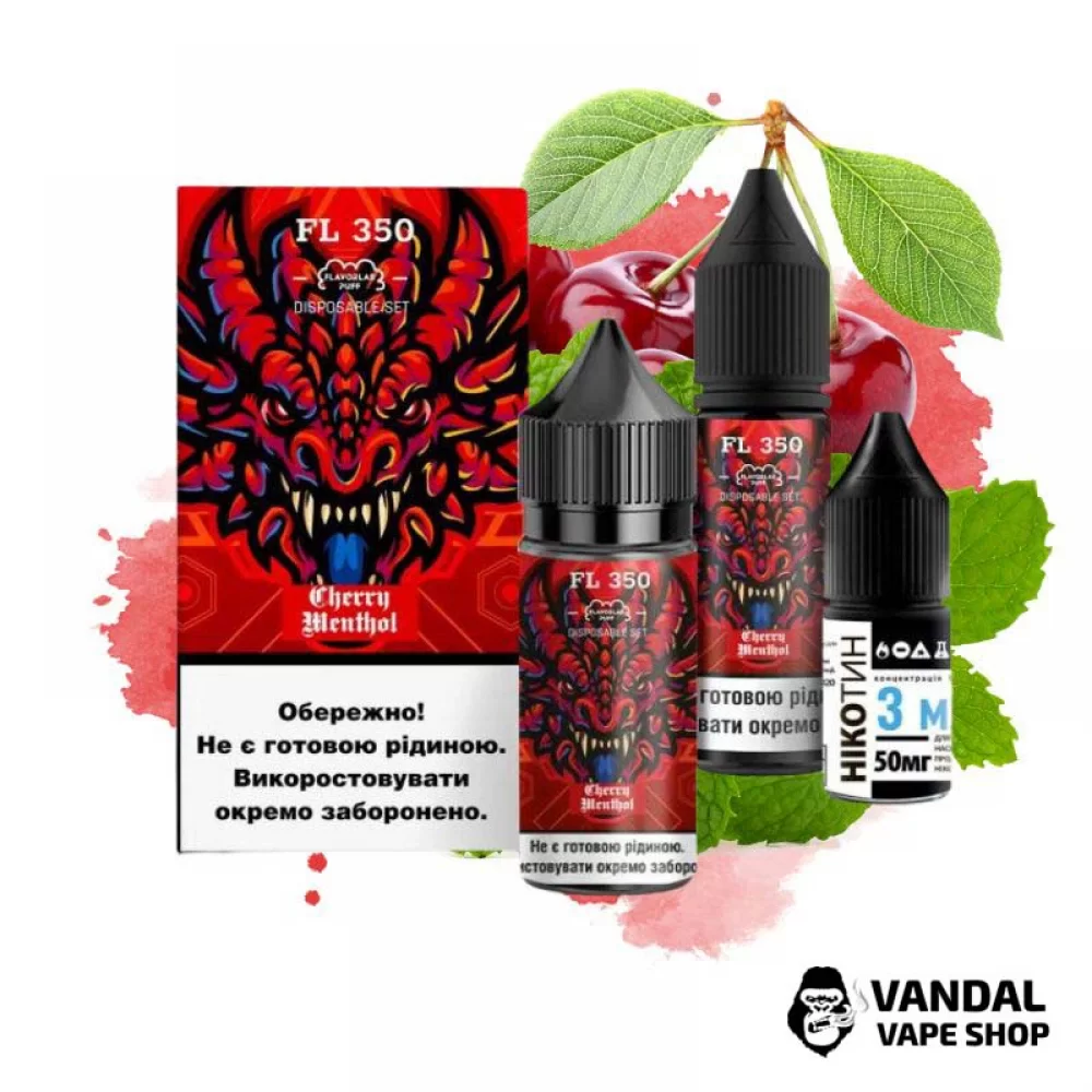 Набор для самозамеса FL350 Salt 30 мл 50 мг со вкусом вишни и ментола Набор для самозамеса FL350 Salt 30 мл 50 мг со вкусом вишни и ментола