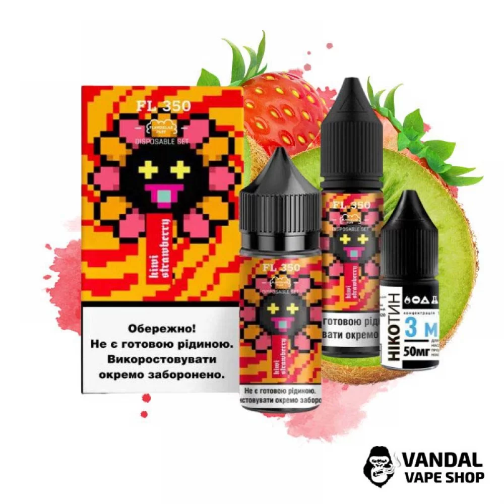 Набір для самозамісу FL350 Salt 30 мл 50 мг зі смаком ківі і полуниці Набір для самозамісу FL350 Salt 30 мл 50 мг зі смаком ківі і полуниці