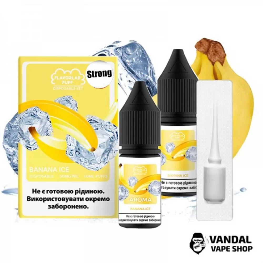 Набір для самозамісу Flavorlab Disposable Puff Strong - зі смаком бананан та льодом 10 мл 50 мг