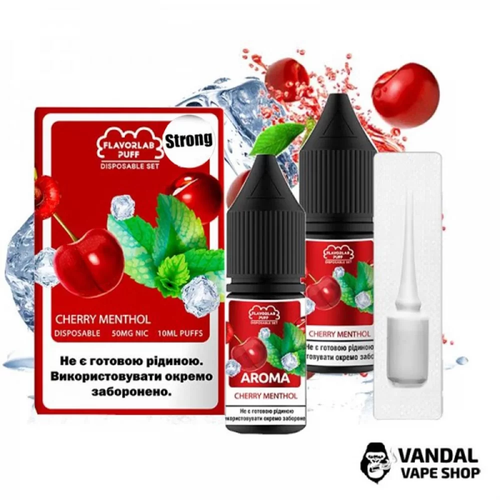 Набор для самозамеса Flavorlab Disposable Puff Strong - со вкусом вишни и ментола 10 мл 50 мг Набор для самозамеса Flavorlab Disposable Puff Strong - со вкусом вишни и ментола 10 мл 50 мг