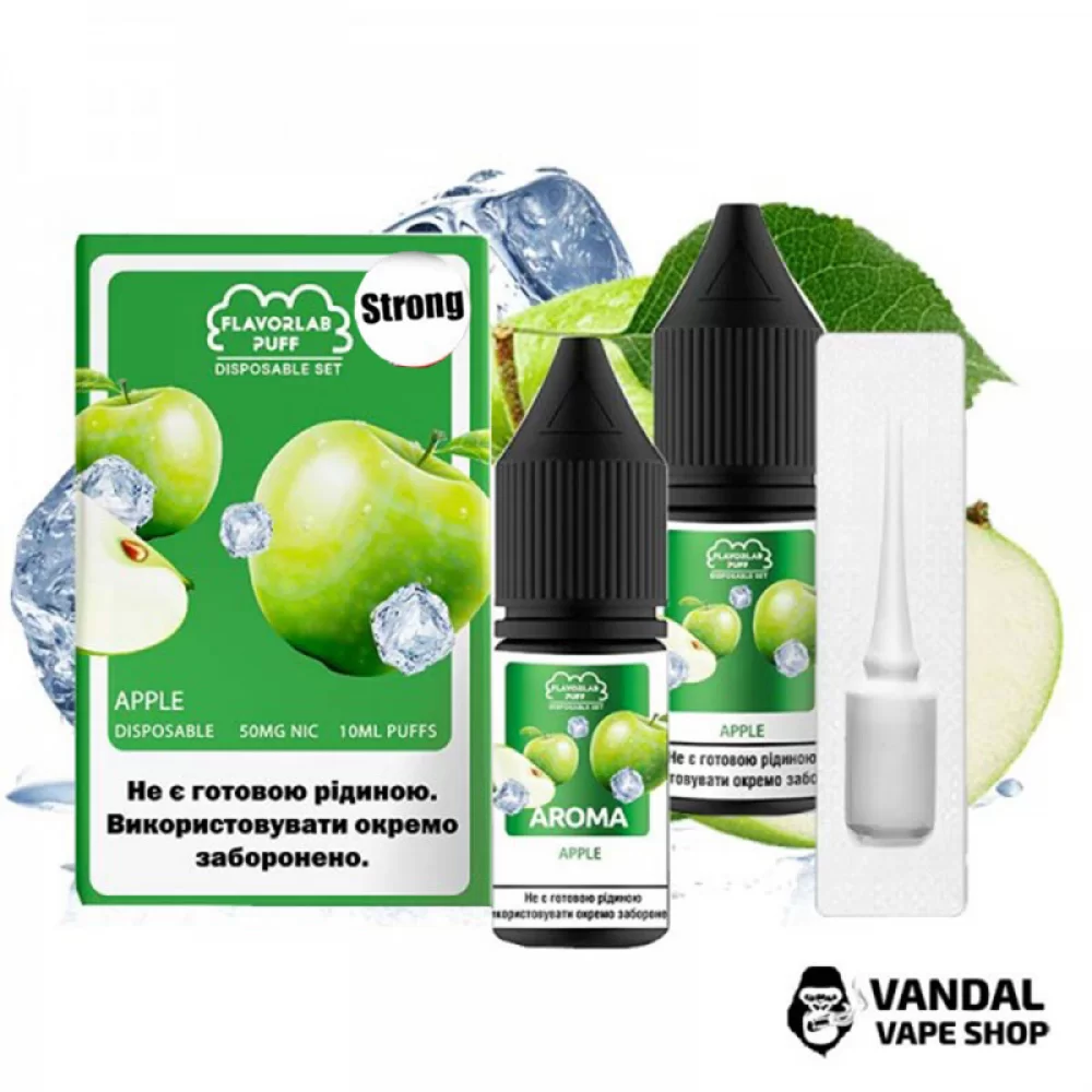 Набор для самозамеса Flavorlab Disposable Puff Strong - со вкусом Яблока 10 мл 50 мг Набор для самозамеса Flavorlab Disposable Puff Strong - со вкусом Яблока 10 мл 50 мг